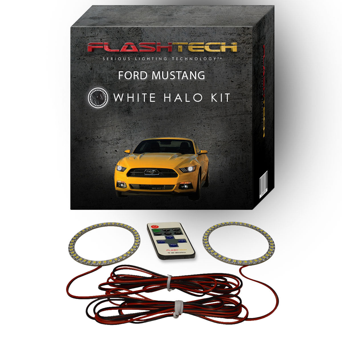 Ford-Mustang-2015, 2016, 2017-LED-Halo-Headlights-White-RF Remote White-FO-MU1516-WHRF