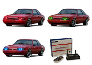 Ford-Mustang-1987, 1988, 1989, 1990, 1991, 1993-LED-Halo-Headlights-RGB-WiFi Remote-FO-MU8793-V3HWI