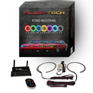 Ford-Mustang-1987, 1988, 1989, 1990, 1991, 1993-LED-Halo-Headlights-RGB-IR Remote-FO-MU8793-V3HIR