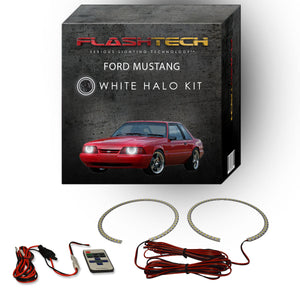 Ford-Mustang-1987, 1988, 1989, 1990, 1991, 1993-LED-Halo-Headlights-White-RF Remote White-FO-MU8793-WHRF