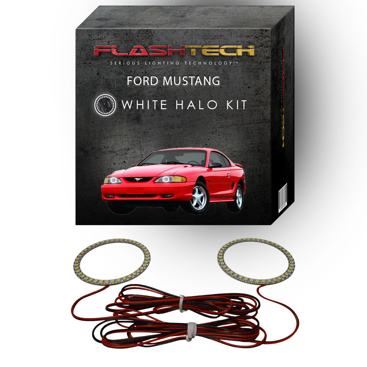 Ford-Mustang-1994, 1995, 1996, 1997, 1998-LED-Halo-Headlights-White-RF Remote White-FO-MU9498-WHRF