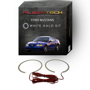 Ford-Mustang-1999, 2000, 2001, 2002, 2003, 2004-LED-Halo-Headlights-White-RF Remote White-FO-MU9904-WHRF