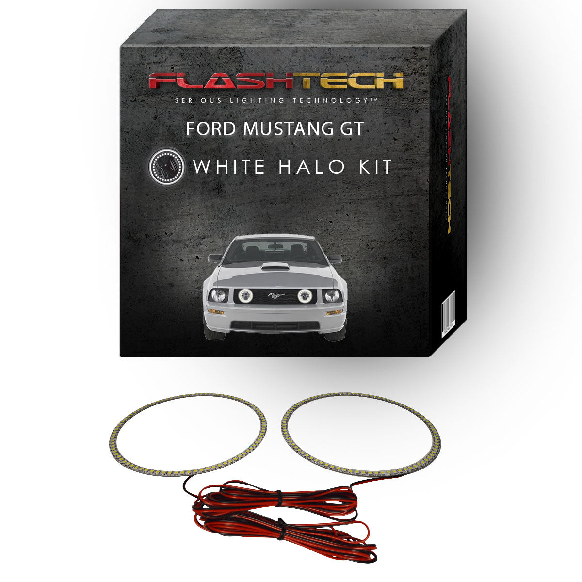 Ford-Mustang-2005, 2006, 2007, 2008, 2009-LED-Halo-Fog Lights-White-RF Remote White-FO-MUGT0509-WFRF
