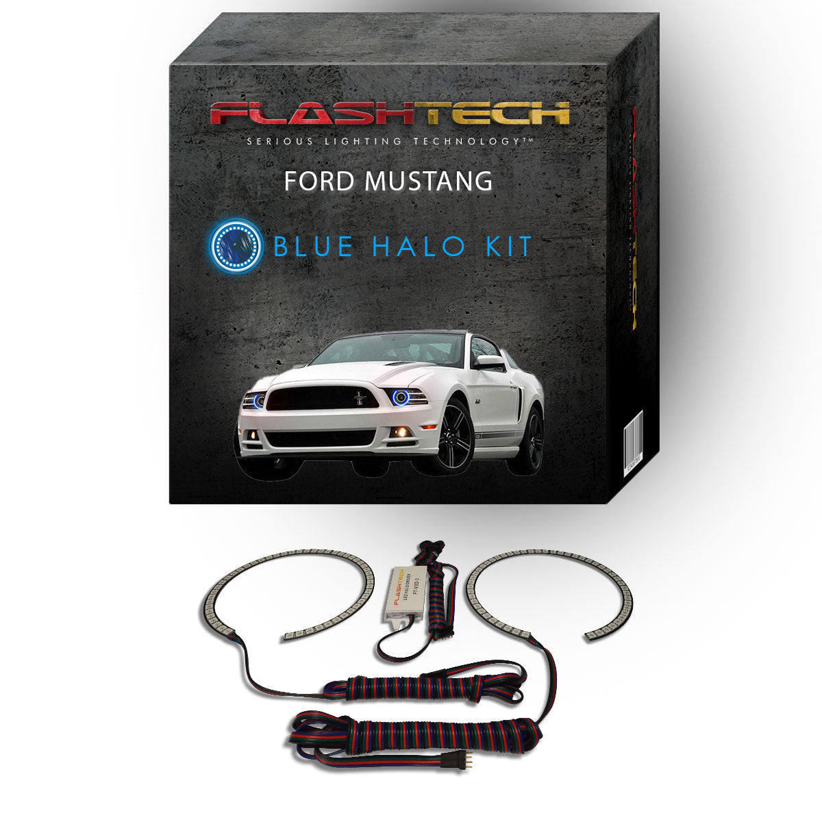 Ford-Mustang-2010, 2011, 2012, 2013, 2014-LED-Halo-Headlights-RGB-No Remote-FO-MUP1014-V3H