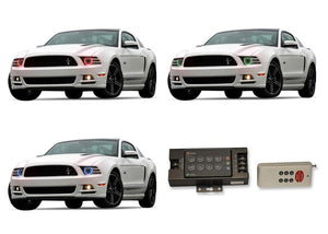 Ford-Mustang-2010, 2011, 2012, 2013, 2014-LED-Halo-Headlights-RGB-RF Remote-FO-MUP1014-V3HRF