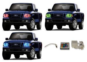 Ford-Ranger-2001, 2003, 2004, 2005, 2006, 2007, 2008, 2009, 2010, 2011-LED-Halo-Headlights-RGB-IR Remote-FO-RA0111-V3HIR