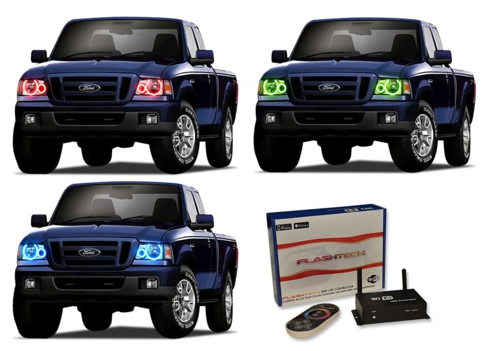 Ford-Ranger-2001, 2003, 2004, 2005, 2006, 2007, 2008, 2009, 2010, 2011-LED-Halo-Headlights-RGB-WiFi Remote-FO-RA0111-V3HWI