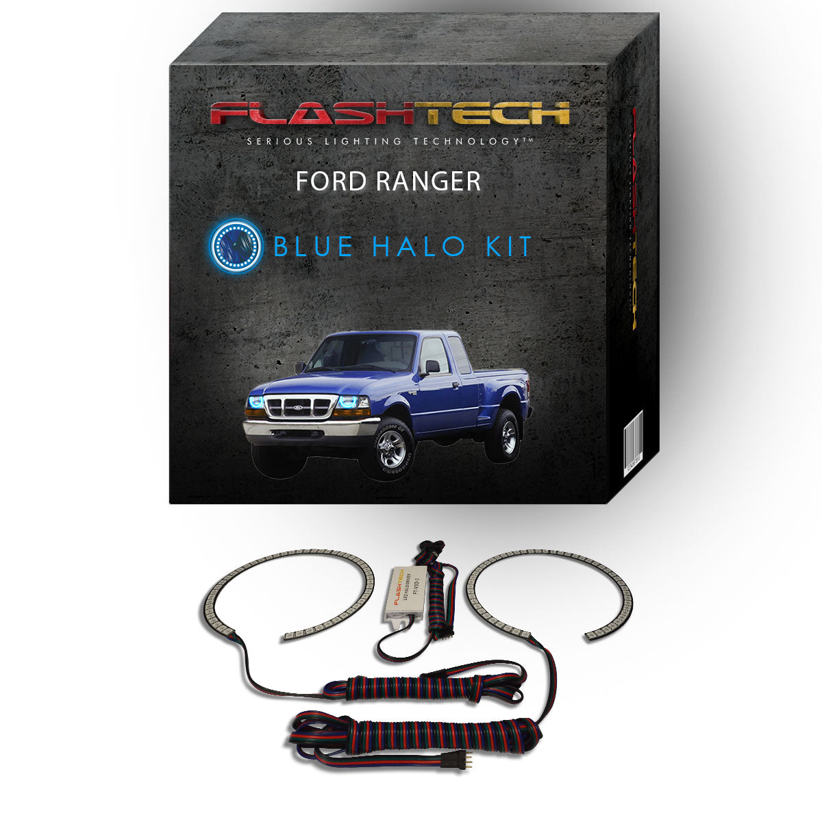 Ford-Ranger-1998, 1999, 2000-LED-Halo-Headlights-RGB-No Remote-FO-RA9800-V3H