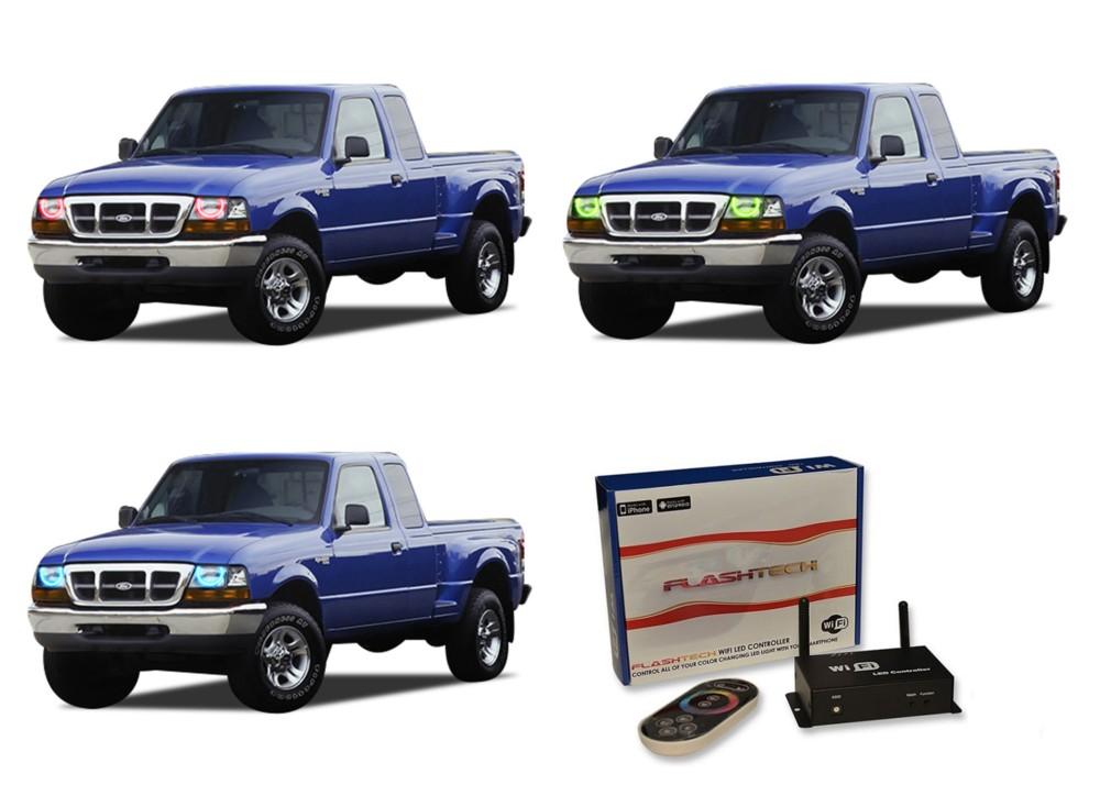 Ford-Ranger-1998, 1999, 2000-LED-Halo-Headlights-RGB-WiFi Remote-FO-RA9800-V3HWI