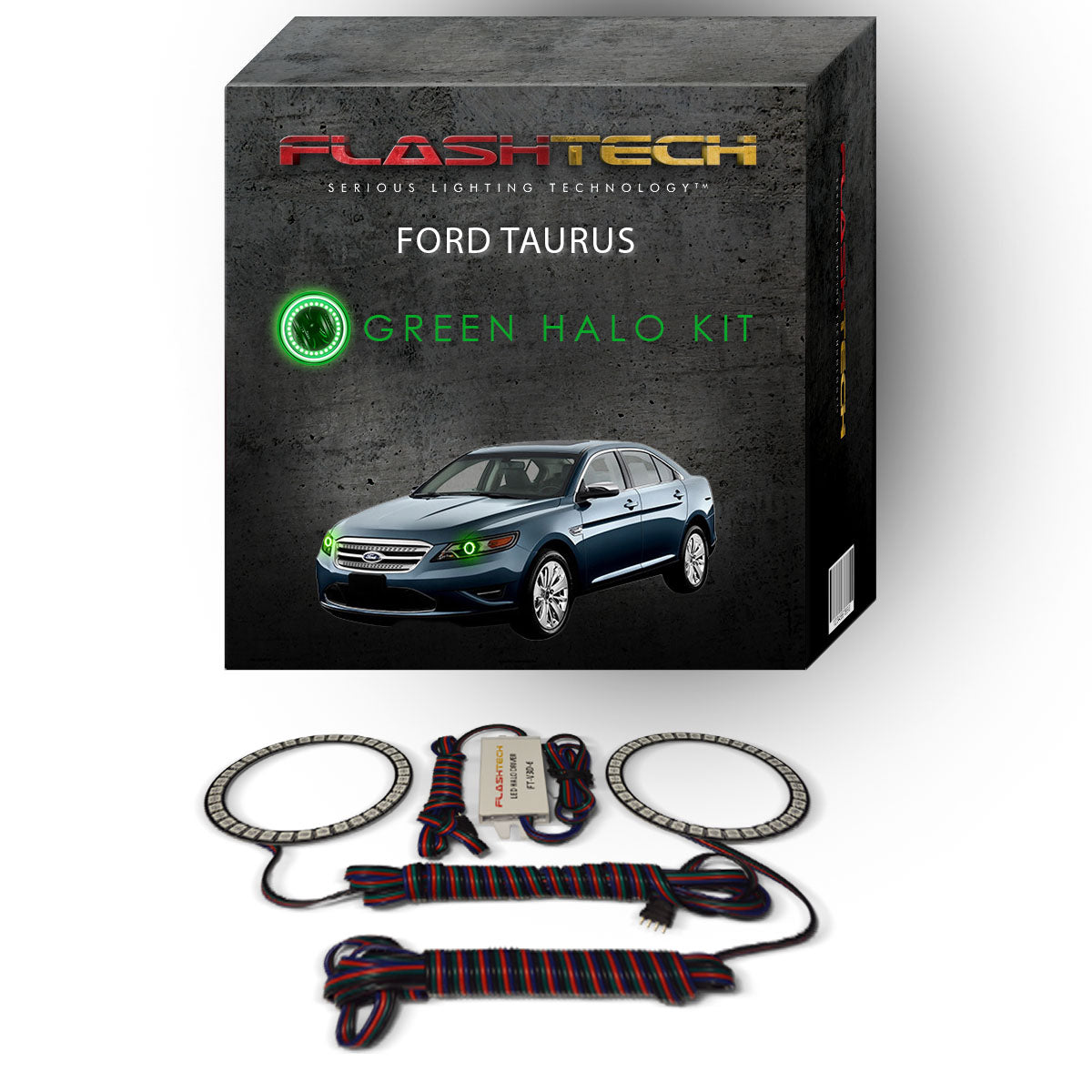 Ford-Taurus-2010, 2011, 2012-LED-Halo-Headlights-RGB-Bluetooth RF Remote-FO-TA1012-V3HBTRF