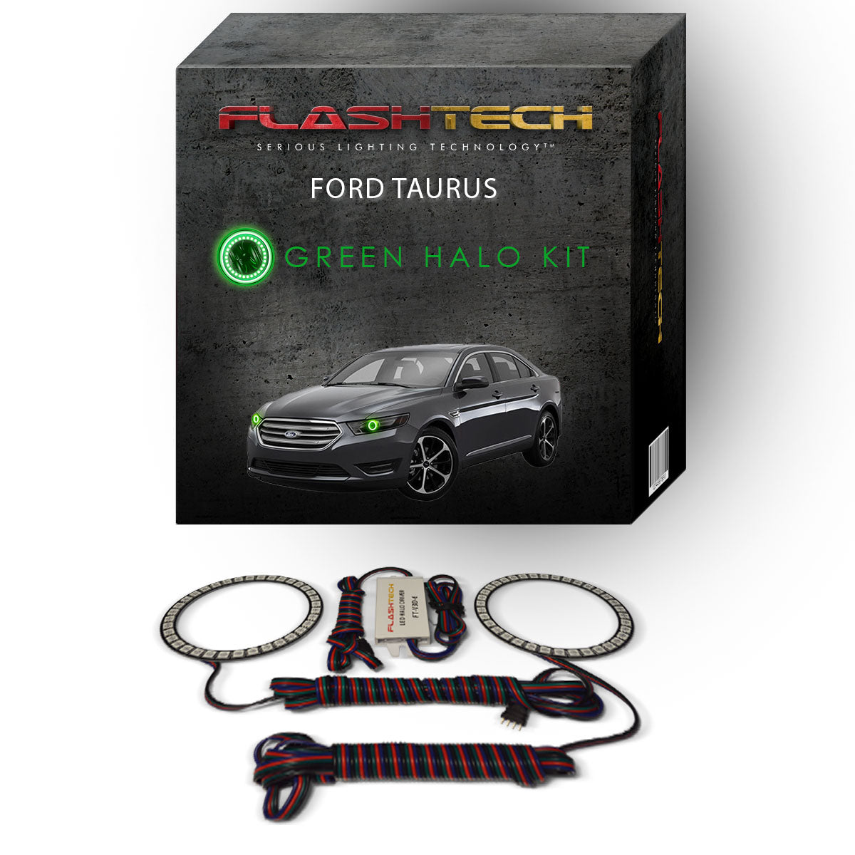 Ford-Taurus-2013, 2014, 2015, 2016-LED-Halo-Headlights-RGB-Bluetooth RF Remote-FO-TA1316-V3HBTRF