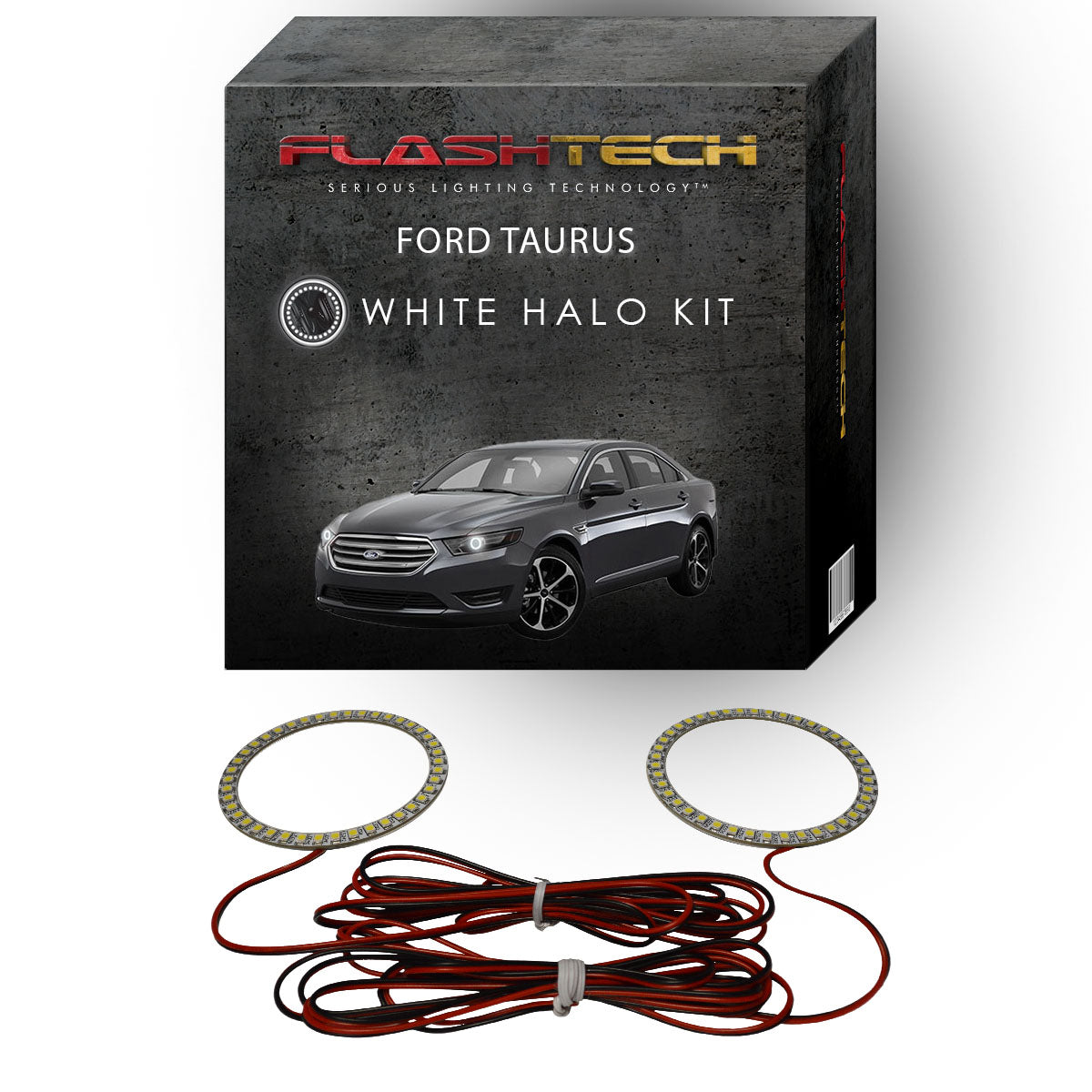 Ford-Taurus-2013, 2014, 2015, 2016-LED-Halo-Headlights-White-RF Remote White-FO-TA1316-WHRF