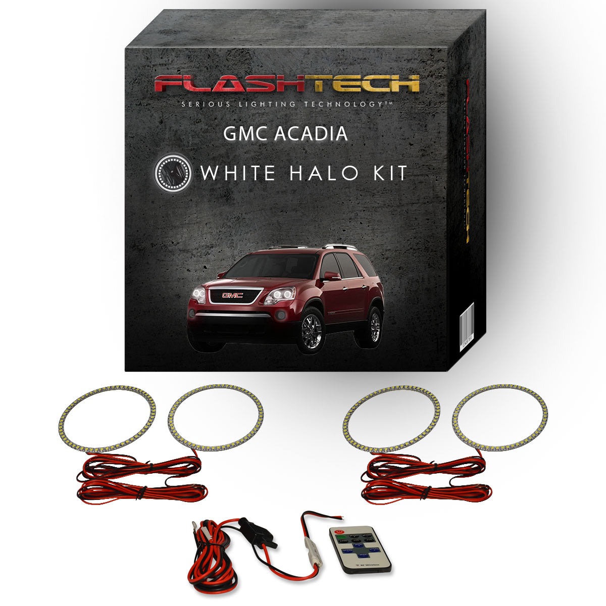 GMC-Acadia-2007, 2008, 2009, 2010, 2011, 2012-LED-Halo-Headlights-White-RF Remote White-GMC-AC0712-WHRF