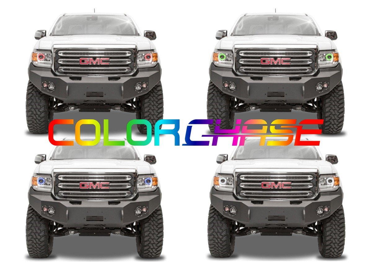 GMC-Canyon-2015, 2016, 2017, 2018-LED-Halo-Headlights-ColorChase-No Remote-GMC-CN1518-CCH