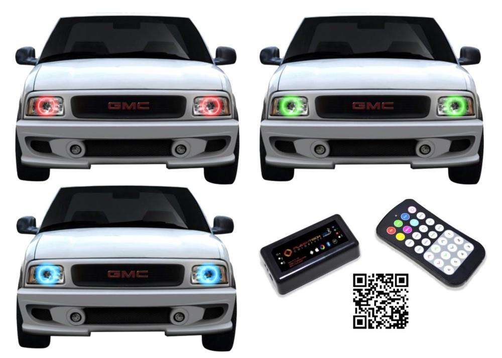 GMC-Sonoma-1994, 1995, 1996, 1997-LED-Halo-Headlights-RGB-Bluetooth RF Remote-GMC-SO9497-V3HBTRF