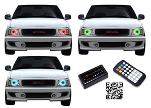 GMC-Sonoma-1994, 1995, 1996, 1997-LED-Halo-Headlights-RGB-Bluetooth RF Remote-GMC-SO9497-V3HBTRF