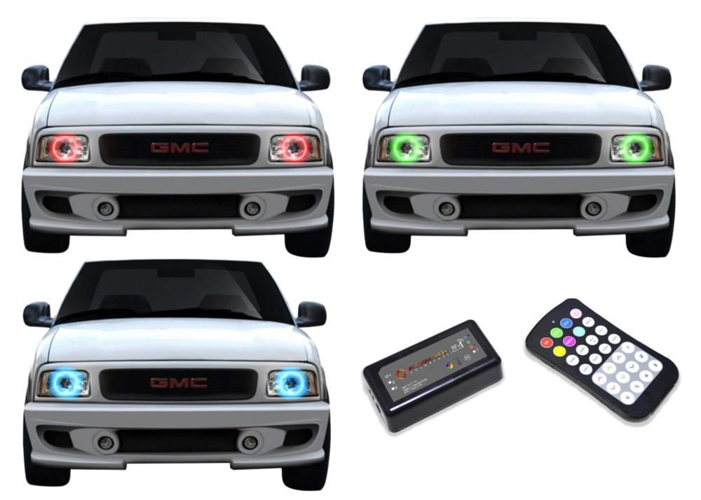 GMC-Sonoma-1994, 1995, 1996, 1997-LED-Halo-Headlights-RGB-Colorfuse RF Remote-GMC-SO9497-V3HCFRF