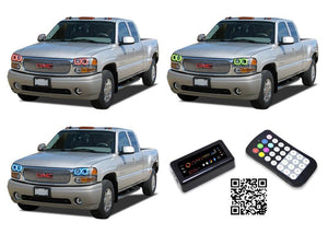 GMC-Sierra 1500-2002, 2003, 2004, 2005, 2006-LED-Halo-Headlights-RGB-Bluetooth RF Remote-GMC-SR0206-V3HBTRF