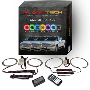 GMC-Sierra 1500-2002, 2003, 2004, 2005, 2006-LED-Halo-Headlights-RGB-RF Remote-GMC-SR0206-V3HRF