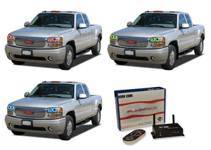 GMC-Sierra 1500-2002, 2003, 2004, 2005, 2006-LED-Halo-Headlights-RGB-WiFi Remote-GMC-SR0206-V3HWI