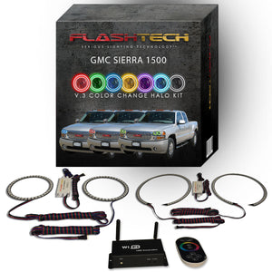 GMC-Sierra 1500-2002, 2003, 2004, 2005, 2006-LED-Halo-Headlights-RGB-IR Remote-GMC-SR0206-V3HIR