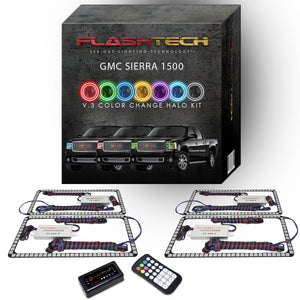 GMC-Sierra 1500-2008, 2009, 2010, 2011, 2012, 2013-LED-Halo-Headlights-RGB-Bluetooth RF Remote-GMC-SR0713-V3HBTRF