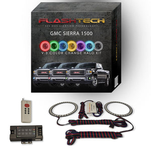 GMC-Sierra 1500-2014, 2015, 2016-LED-Halo-Fog Lights-RGB-Bluetooth RF Remote-GMC-SR1416-V3FBTRF