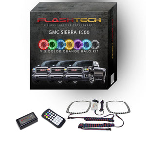 GMC-Sierra 1500-2014, 2015-LED-Halo-Headlights-RGB-Bluetooth RF Remote-GMC-SR1416-V3HBTRF