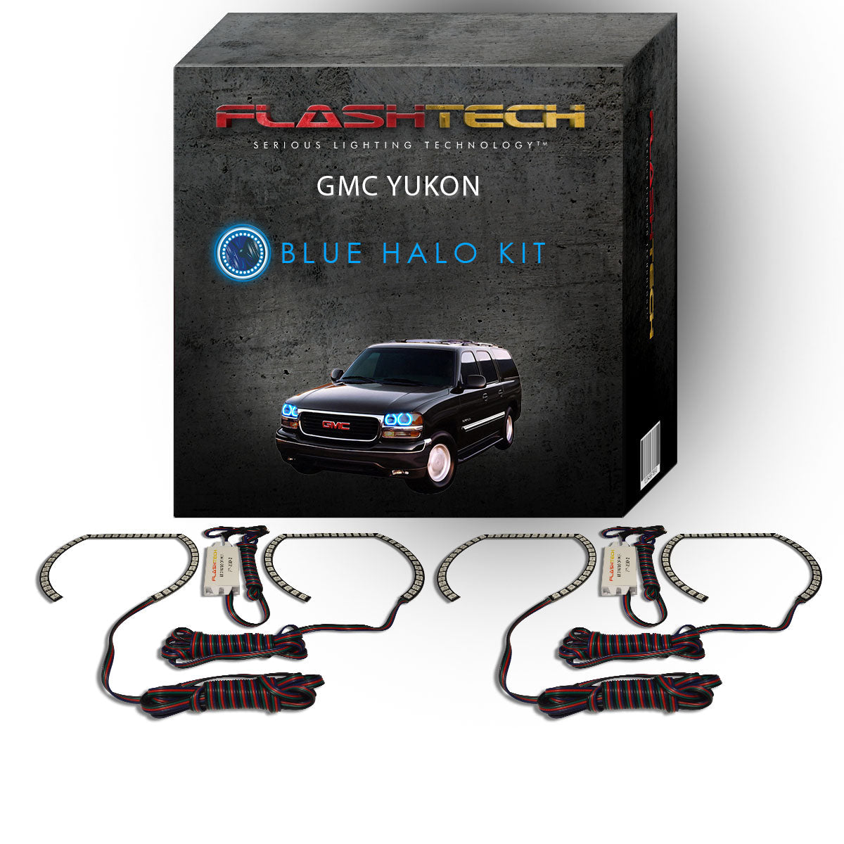 GMC-Yukon-2000, 2001, 2002, 2003, 2004, 2005, 2006-LED-Halo-Headlights-RGB-Bluetooth RF Remote-GMC-YU0006-V3HBTRF