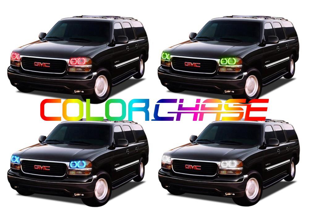 GMC-Yukon-2000, 2001, 2002, 2003, 2004, 2005, 2006-LED-Halo-Headlights-ColorChase-No Remote-GMC-YU0006-CCH