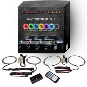 GMC-Yukon-2001, 2002, 2003, 2004, 2005, 2006-LED-Halo-Headlights-RGB-RF Remote-GMC-YU0106-V3HRF