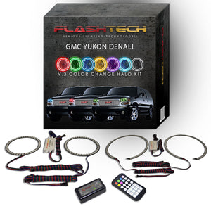 GMC-Yukon-2001, 2002, 2003, 2004, 2005, 2006-LED-Halo-Headlights-RGB-RF Remote-GMC-YU0106-V3HRF