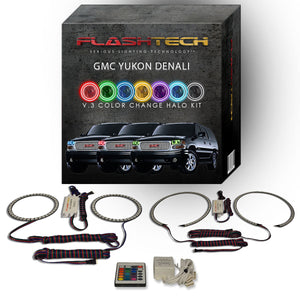 GMC-Yukon-2001, 2002, 2003, 2004, 2005, 2006-LED-Halo-Headlights-RGB-Bluetooth RF Remote-GMC-YU0106-V3HBTRF