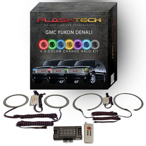 GMC-Yukon-2001, 2002, 2003, 2004, 2005, 2006-LED-Halo-Headlights-RGB-IR Remote-GMC-YU0106-V3HIR