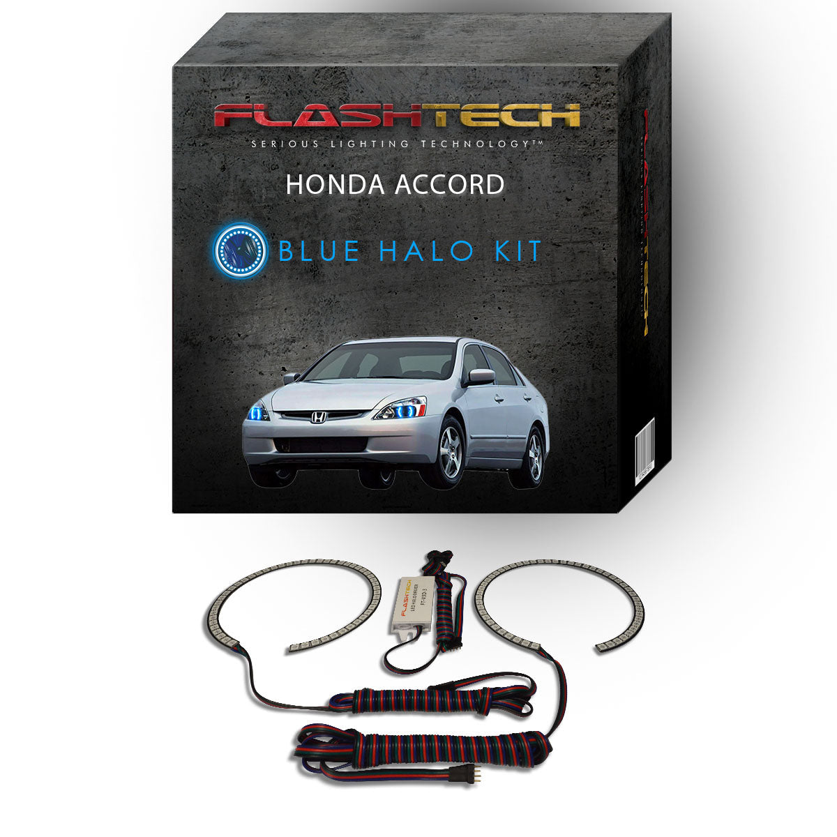 Honda-Accord-2003, 2004, 2005, 2006, 2007-LED-Halo-Headlights-RGB-Bluetooth RF Remote-HO-AC0307-V3HBTRF