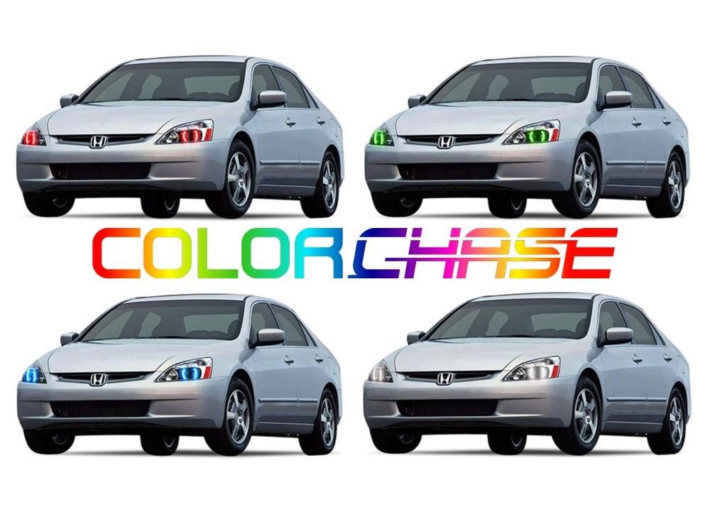 Honda-Accord-2003, 2004, 2005, 2006, 2007-LED-Halo-Headlights-ColorChase-No Remote-HO-AC0307-CCH