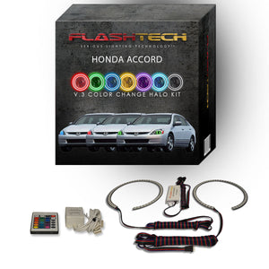 Honda-Accord-2003, 2004, 2005, 2006, 2007-LED-Halo-Headlights-RGB-Bluetooth RF Remote-HO-AC0307-V3HBTRF