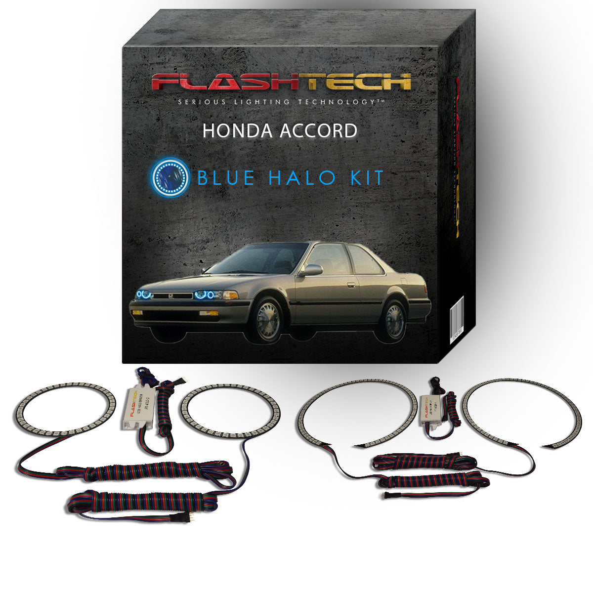 Honda-Accord-1990, 1991, 1992, 1993-LED-Halo-Headlights-RGB-No Remote-HO-AC9093-V3H