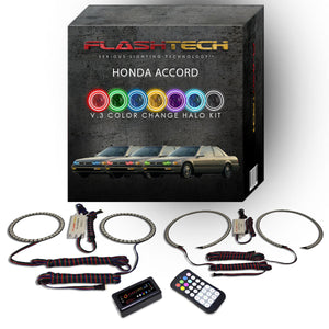 Honda-Accord-1990, 1991, 1992, 1993-LED-Halo-Headlights-RGB-RF Remote-HO-AC9093-V3HRF