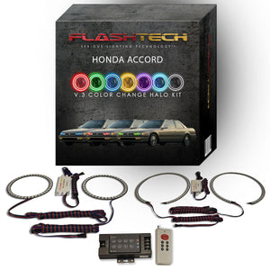 Honda-Accord-1990, 1991, 1992, 1993-LED-Halo-Headlights-RGB-IR Remote-HO-AC9093-V3HIR