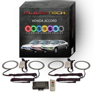 Honda-Accord-1994, 1995, 1996, 1997-LED-Halo-Headlights-RGB-IR Remote-HO-AC9497-V3HIR
