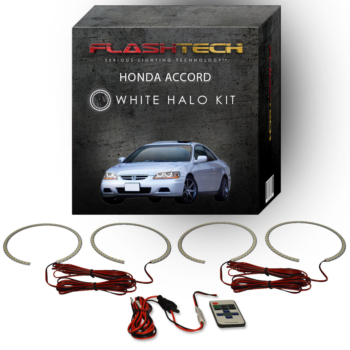 Honda-Accord-1998, 1999, 2000, 2001, 2002-LED-Halo-Headlights-White-RF Remote White-HO-AC9802-WHRF