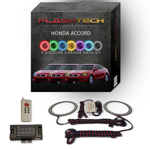 Honda-Accord-2008, 2009, 2010-LED-Halo-Headlights-RGB-IR Remote-HO-ACC0810-V3HIR