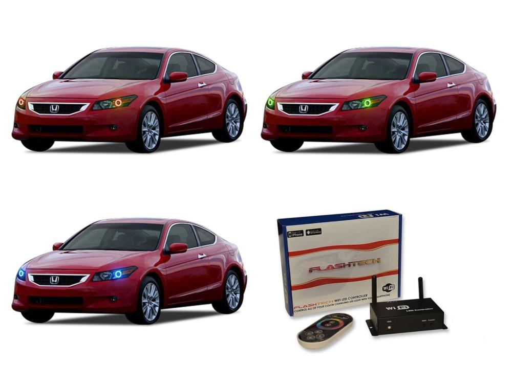 Honda-Accord-2008, 2009, 2010-LED-Halo-Headlights-RGB-WiFi Remote-HO-ACC0810-V3HWI