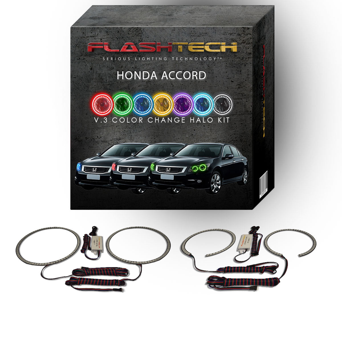 Honda-Accord-2008, 2009, 2010, 2011, 2012-LED-Halo-Headlights-RGB-No Remote-HO-ACS0812-V3H