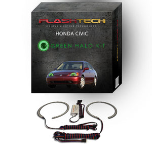 Honda-Civic-2001, 2002, 2003-LED-Halo-Headlights-RGB-Bluetooth RF Remote-HO-CV0103-V3HBTRF