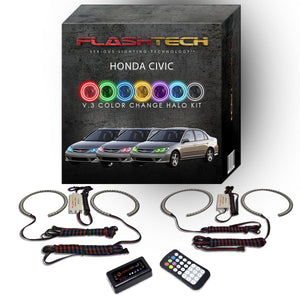 Honda-Civic-2004, 2005-LED-Halo-Headlights-RGB-RF Remote-HO-CV0405-V3HRF