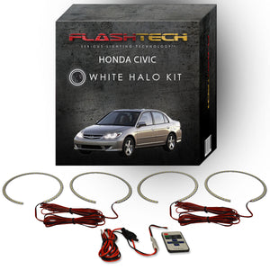 Honda-Civic-2004, 2005-LED-Halo-Headlights-White-RF Remote White-HO-CV0405-WHRF