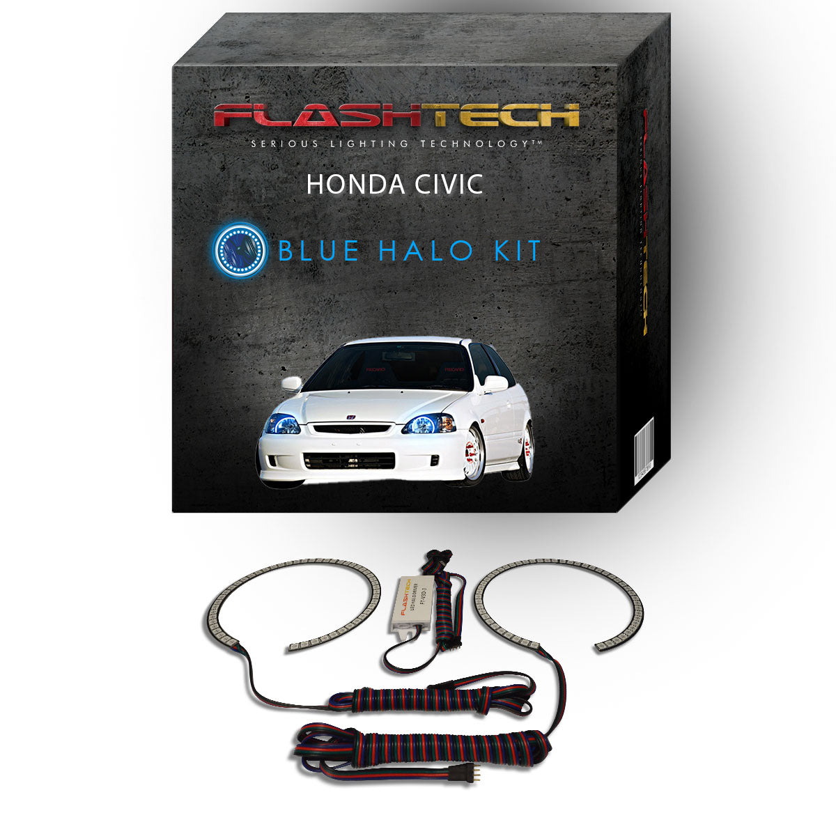 Honda-Civic-1996, 1997, 1998-LED-Halo-Headlights-RGB-No Remote-HO-CV9698-V3H