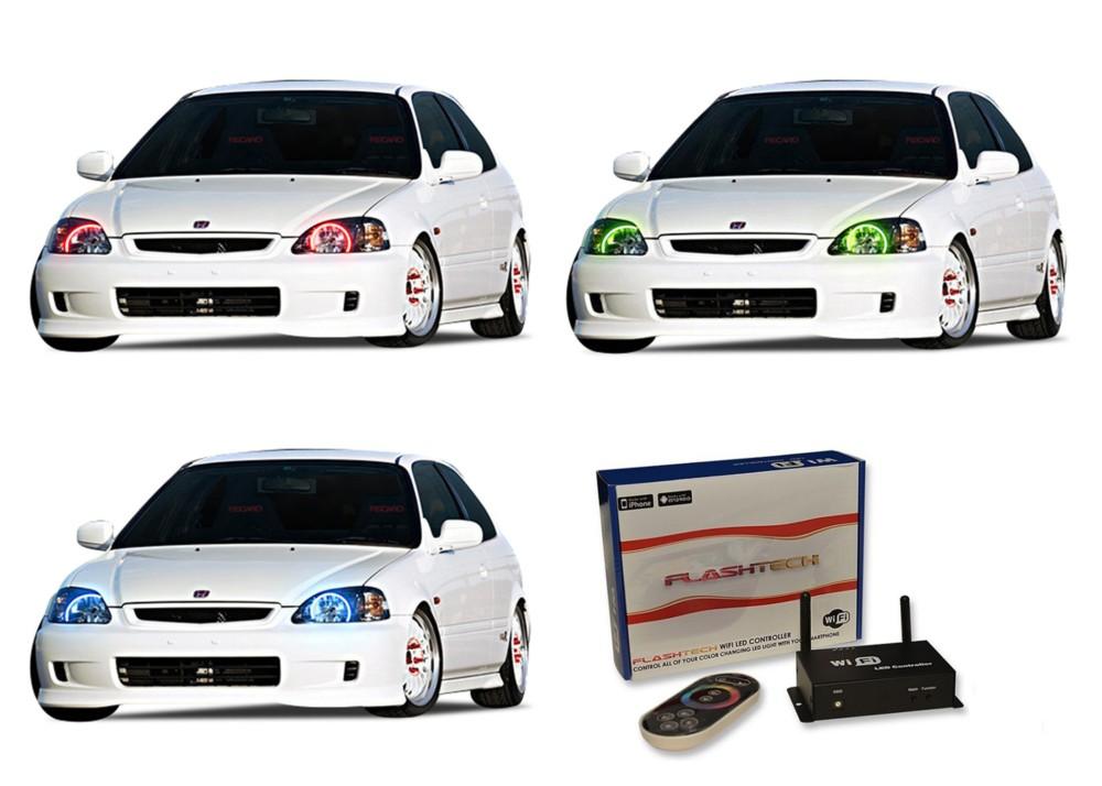 Honda-Civic-1996, 1997, 1998-LED-Halo-Headlights-RGB-WiFi Remote-HO-CV9698-V3HWI